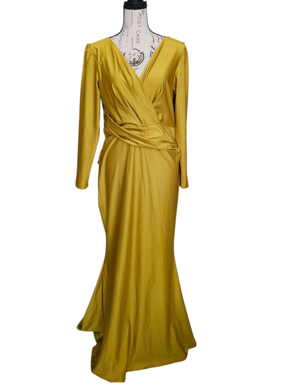 Elegant Gold Wrap Dress